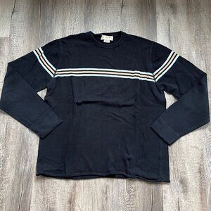 J. CREW Navy Blue Striped Cotton Sweater Size XL